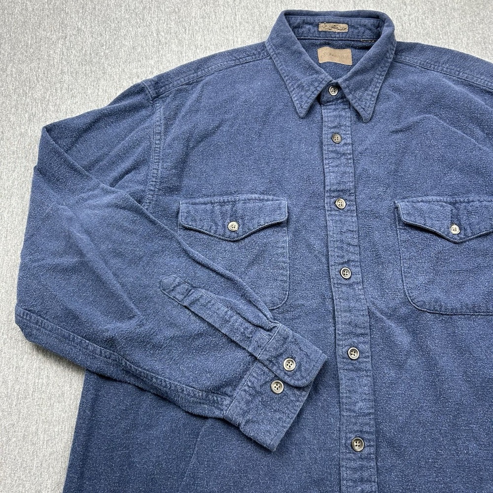 St Johns Bay Heavyweight Flannel Shirt‎ Mens Large? Blue Button Up Pockets